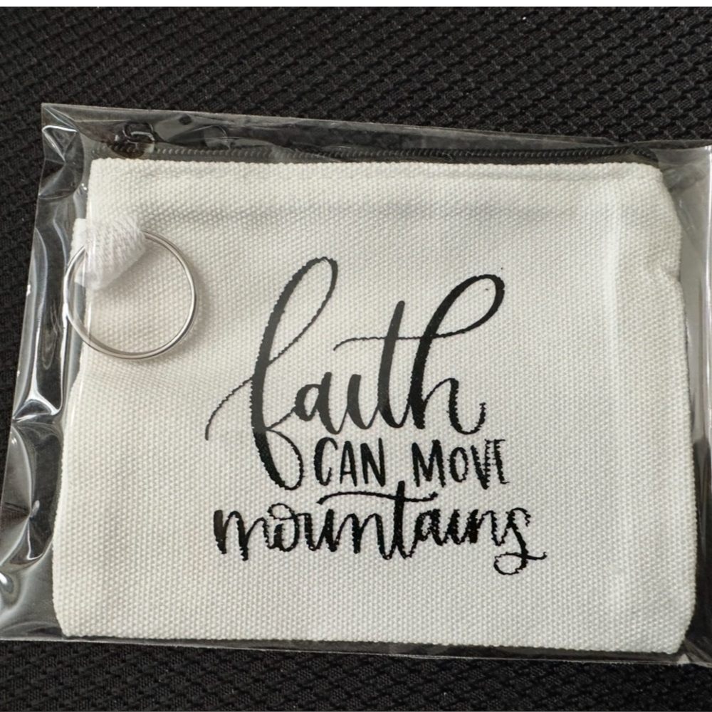 White Canvas Pouch with Inspirational Quote